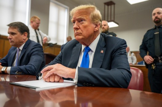 FILE – Former President Donald Trump appears at Manhattan criminal court during jury deliberations in his criminal hush money trial in New York, May 30, 2024. (Steven Hirsch/New York Post via AP, Pool, File)
