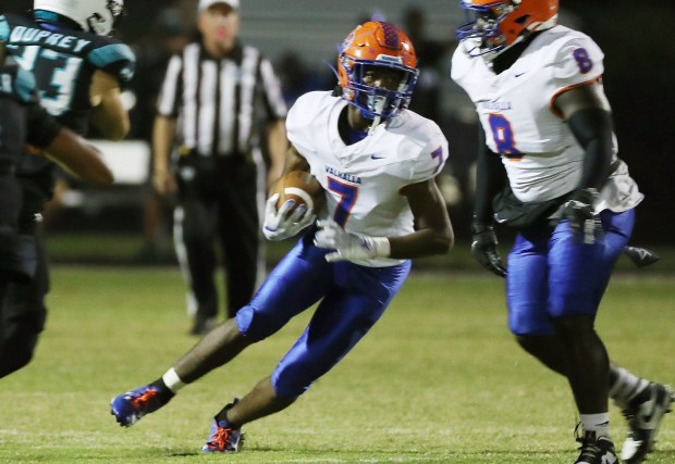 Former West Orange High star Devin Jackson, who transferred to The First Academy of Orlando, runs against Olympia last season. (Stephen M. Dowell/Orlando Sentinel)