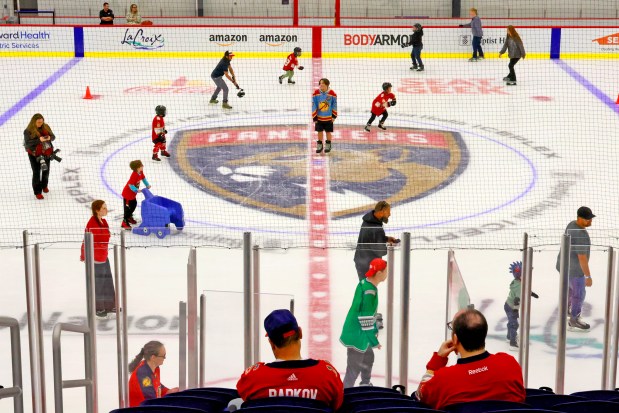 Skaters hit the ice for a public session during the grand-opening community festival at the Florida Panthers' Baptist Health IcePlex in Fort Lauderdale. (Mike Stocker/South Florida Sun Sentinel)