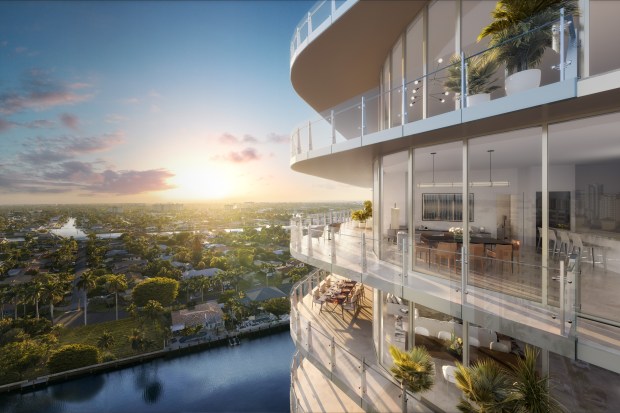 The Ritz-Carlton Residences will be two towers, on both sides of State Road A1A in Pompano Beach with 205 move-in ready homes. The Beach Tower on the east will be 32 stories with 117 beachside units. The Marina Tower, which is 14 stories high, has 88 residences. Most homes are already sold. It will open in 2026. (DBOX/Courtesy)