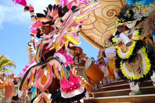 Junkanoo performers at the Goombay Cultural Center during "Rush! A Junkanoo Celebration" at Disney Lookout Cay on Saturday, June 8, 2024. (Rich Pope/Orlando Sentinel)