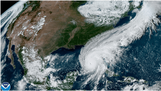 Hurricane Ian is seen from NOAA's GOES-East satellite on Sept. 27, 2022 at 4:26 p.m. in the Gulf of Mexico. (NOAA)